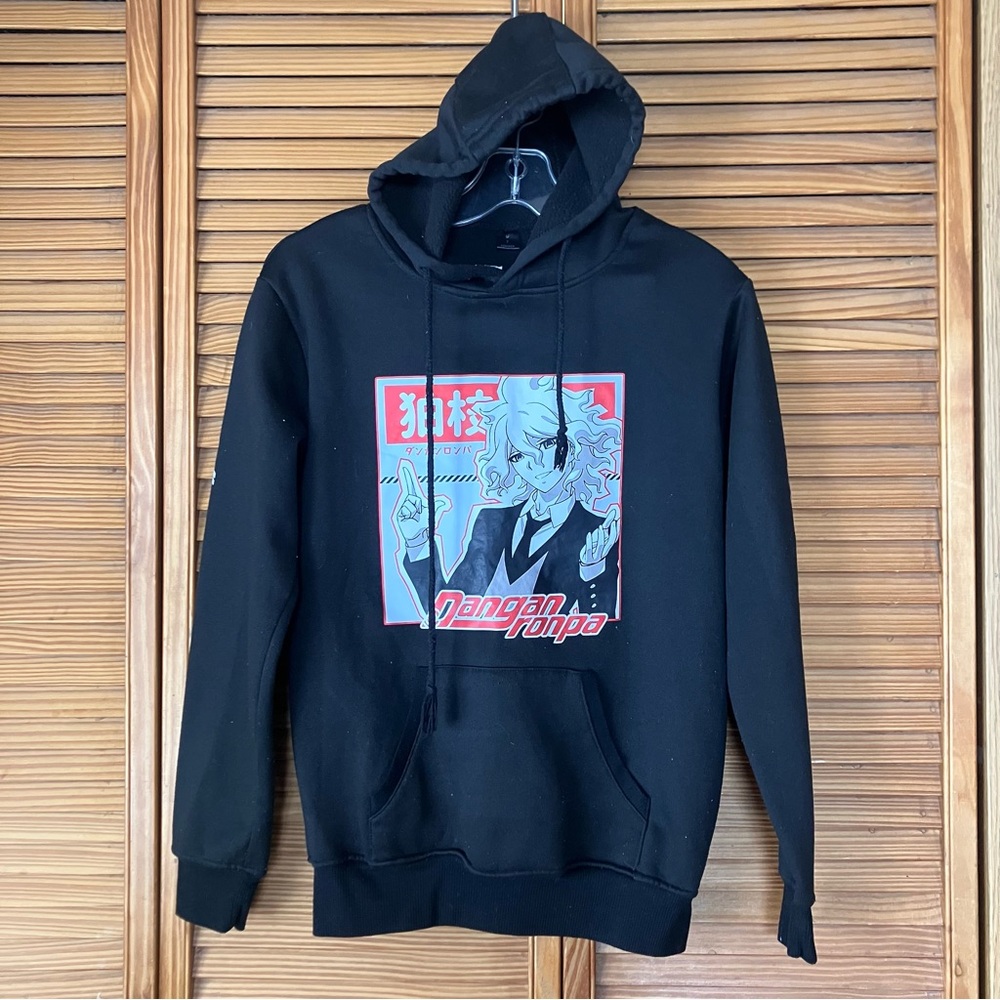 Danganronpa Nagito Komaeda Anime Black Graphic Hoodie Youth Small